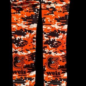 Baltimore Orioles drifit forearm shivers. Orange, black and white digi camo